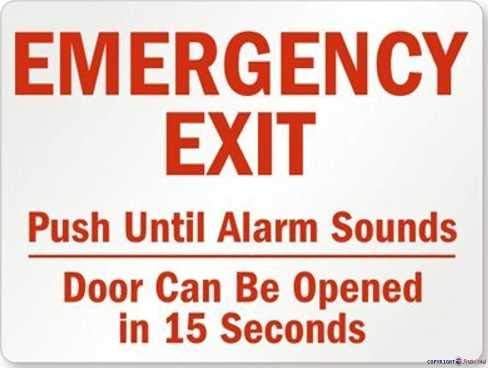 New Street Metal Tin Sign Road Emergency Exit - Push Until Alarm Sounds, Door Can Be Opened in 15 Seconds Street Sign Indoor and Outdoor Road Decoration Safety Warning tin Signs 8 x 12 inches by Eletina