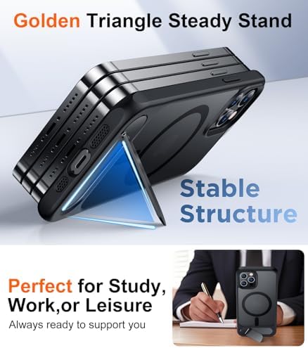 Temdan Magnetic Compatible with iPhone 12 Pro Max Case, [Built-in Invisible Kickstand][Compatible with MagSafe][Military Grade Shockproof] Slim Translucent Matte Phone Case for iPhone 12 Pro Max 6.7" - Image 3