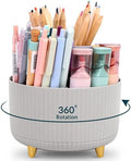 KONVINIT Pencil Pen Holder for Desk, 5 Slots 360-Degree Rotating Desktop Organizer, Cute Desk Organizers and Accessories for School, Home, Office and Art Supply, Grey by KONVINIT