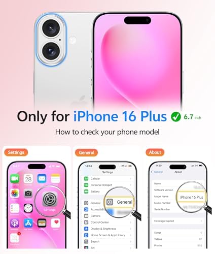 FNTCASE for iPhone 16 Plus Case, Fit for Magsafe, Screen Protector Hot Pink - Image 2