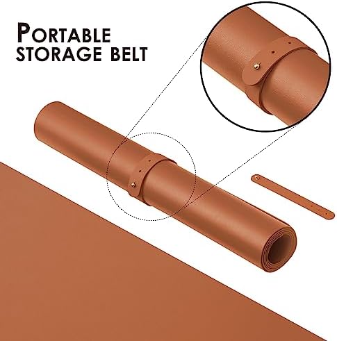 Leather Desk Mat - Non-Slip PU Desk Pad for Office and Home - Desk Organization and Accessories - Ideal for Large Mouse Pad and Desk Mats on Top of Desks (Brown,36"x 17") - Image 3