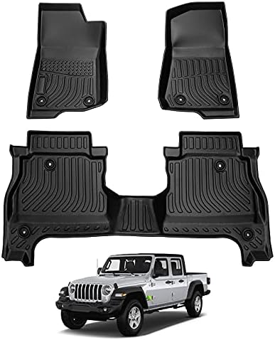 Vehicle Specific Fit Floor Mats for Jeep Gladiator JT 2020-2026 4-Door, All Weather Floor Liners for Gladiator Accessories, Heavy Duty Car Floor Mat by cartist