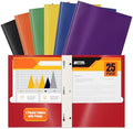 Better Office Products 2 Pocket Glossy Laminated Paper Folders with Prongs, Assorted Colors, Letter Size, Paper Portfolios with 3 Metal Prong Fasteners, Box of 25 by BetterOfficeProducts