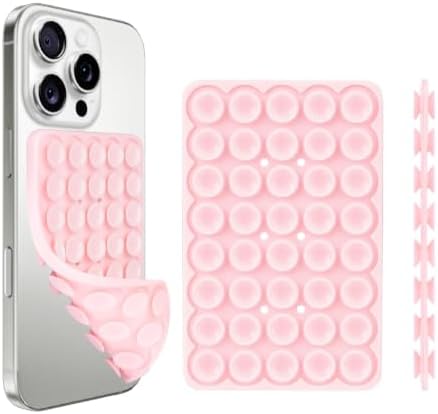 Giumel 1 Pack Light Pink Double Sided Silicone Suction Cup Phone Case Mount, Hands-Free Strong Grip Holder for Selfies and Videos, Silicon Phone Stand Sticky for iPhone and Android by Giumel