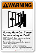 SmartSign 18 x 12 inch “Warning - Moving Gate Can Cause Injury Or Death” Sign, 63 mil Aluminum, 3M Laminated Engineer Grade Reflective Material, Black, White and Orange, Made in USA by SmartSign