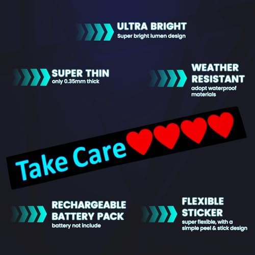 Glowing Car Sticker Take Care Windshield EL Glow Panel Electric Marker Light Car Auto LED Safety Sign Decals Decoration LED Window Sticker - Image 4