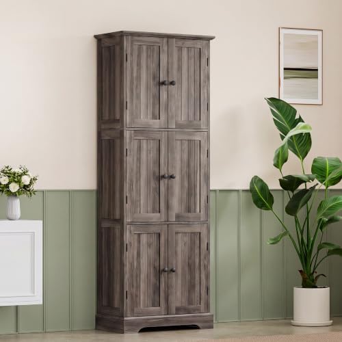 ChooChoo 63.2" Tall Bathroom Storage Cabinet with 6 Doors - Image 2