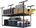 FLEXIMOUNTS 4x8 2-Tier Overhead Ceiling Garage Storage Rack, Black by FLEXIMOUNTS