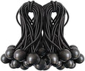 Ball Bungee Cords, 50 Packs, 4 Inch Black Tie Down Cords for Tarp, Canopy Shelter, Wall Pipe, UV Resistant by Noonext+
