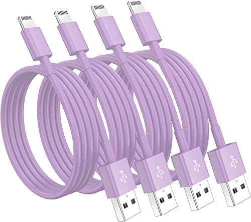 4 Pack [Apple MFi Certified] Apple Charging Cables 10ft, iPhone Chargers, Lightning Fast iPhone Charging Cord for iPhone 12/11/11Pro/11Max/ X/XS/XR/XS Max/8/7, ipad(White) (4pack(10ft), Purple, 4) by Susnwere
