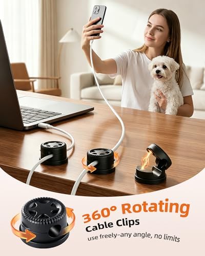 AGPTEK 8 Pack Magnetic Cable Clips, 360° Rotatable Cord Holder - Image 2