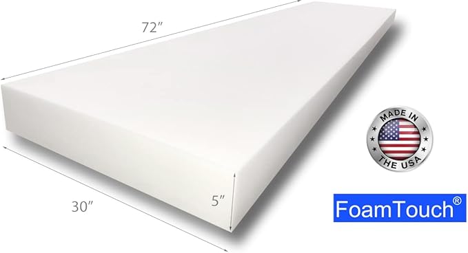 FoamTouch Upholstery Foam Cushion High Density 5'' Height x 30'' Width x 72'' - Image 2
