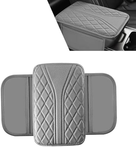 Car Center Console Pad, Leather Car Armrest Box Pad Cover, Vehicle Armrest Protector Cushion with 2 Storage Bags, Universal Arm Rest Pad for Car Interior Accessories Protect (Gray) by Unknown