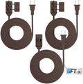 HBN Indoor Extension Cord 6ft 3 Pack Brown, 3 Outlets with Safety Cap Included, 2 Prong Polarized Plug, Perfect for Homes, Offices, and Kitchens by HBN