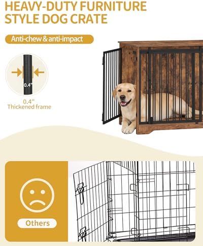 Hzuaneri 43.3" XL Dog Crate Furniture Indoor Dog Kennel with Barn Door - Image 5