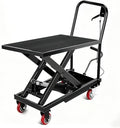 GarveeTech Hydraulic Lift Table Cart, 330 LBS Load Capacity 28.5 in Lifting Height, Manual Single Scissor Lift Table with Non-Slip Pad and 4 Wheels,Hydraulic Scissor Cart by GarveeTech