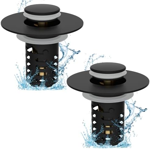 2PCS Bathroom Sink Drain Strainer Universal Metal Hair Catcher, Matteblack by GreatHomeEssentialsforYou