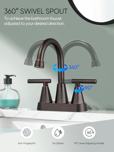 Cobbe Bronze Bathroom Faucets, Centerset Bathroom Sink Faucet 4 Inch - Image 6