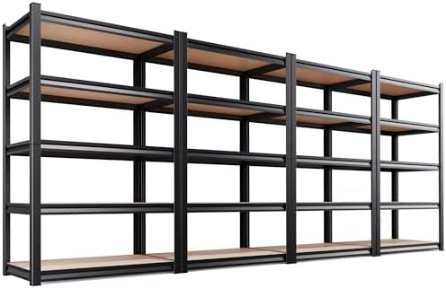 Garage Shelving Unit, 4 Pack Heavy Duty Metal Storage Shelves, 78" H x 46" Wx 20" D 5 Tier Adjustable Utility Steel Rack, Freestanding Organizer for Warehouse, Pantry, Basement, Shop Black by CreatingaComfortableLiving