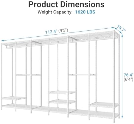 VIPEK V60 Freestanding Clothes Rack, Metal Closet Rack for Bedroom, White - Image 4