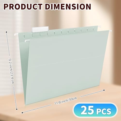 25-Pack Morandi Hanging File Folders,Letter Size with 35 Transparent Label Cards,50 Sticker Labels,1/5-Cut Tabs–Home Office & Filing Cabinets - Image 4