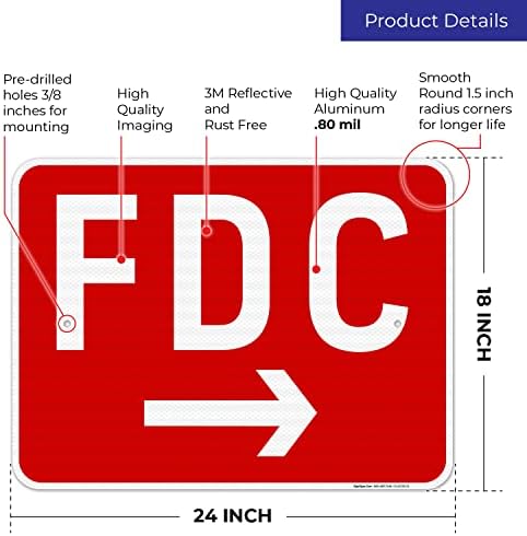 FDC Right Arrow Sign, Red Background, - Image 3