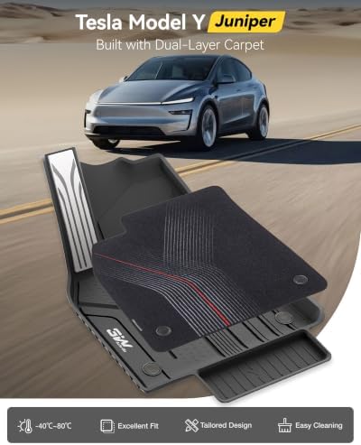 3W 9PCS Floor Mats for Tesla Model Y Juniper 2025 2026 Star Trails Carpets - Image 2