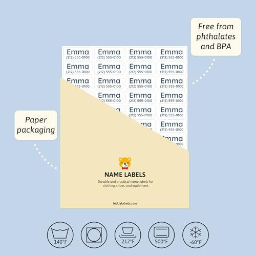 TeddyLabels - Clothing Labels for Nursing Home (180) – Self-Adhesive Name Tags for Clothes and Personal Items. Personalized Labels for Daycare, Nursing Homes, and Laundry Use - White - Image 4