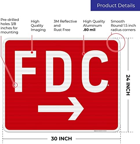 FDC Right Arrow Sign, Red Background, - Image 3