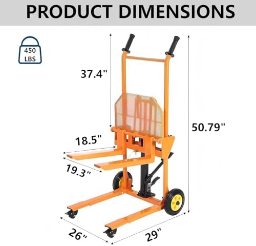 GarveeTech 450LB Hydraulic Material Lift, 36" Max Lift Pallet Truck Dolly - Image 2