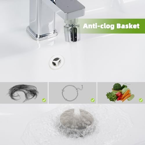 Universal Bathroom Sink Drain Stopper Strainer, Big Cover, Brushed Nickel - Image 3