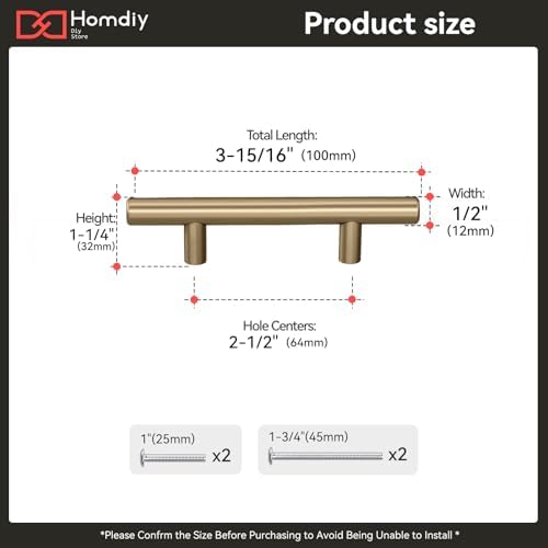homdiy 1Pack 2-1/2in Cabinet Handles Champagne Bronze Kitchen Cabinet Pulls Drawer Pulls for Dresser Drawers - Image 2