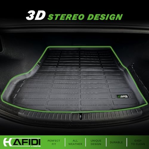 HAFIDI® Floor Mats & Cargo Liner Set Fit for 2019-2026 Genesis G70 RWD All Weather Protection TPE Anti-Slip Automotive Full Set Floor Liners Custom Accessories - Black - Image 3