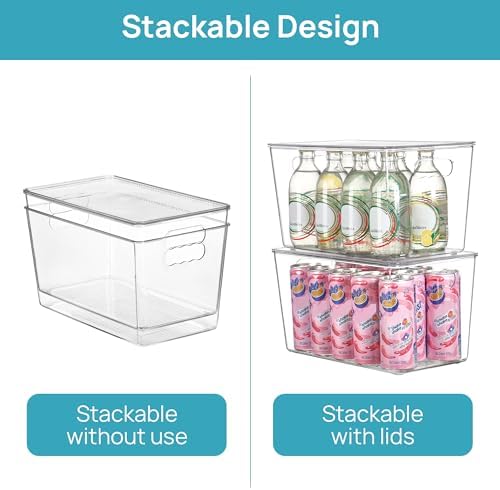 Vtopmart 8 Pack Clear Stackable Storage Bins with Lids and Handles, XLarge - Image 3