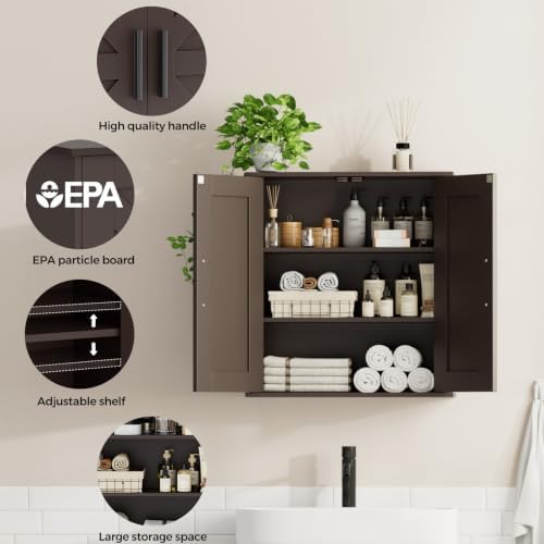 Homleke Bathroom Wall Cabinet, Medicine Cabinet with Adjustable Shelves - Image 4