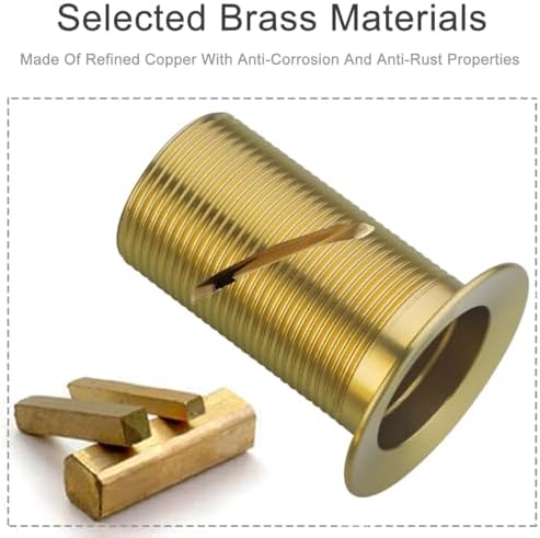 Bathroom Pop Up Sink Drain with Overflow Vessel Sink Lavatory Vanity Stopper Brushed Dark Gold, Bouncing Style Stopper Brass and 304 Stainless Steel,83606-1BDG. - Image 7