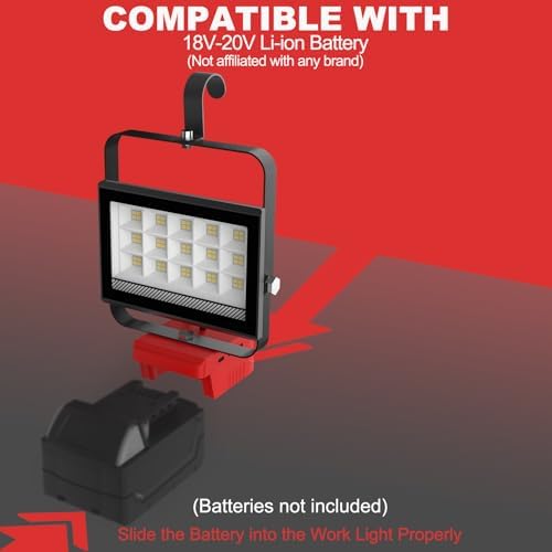 T-SUN 60W Cordless Work Light Compatible with Milwaukee 18V/20V Battery - Image 5