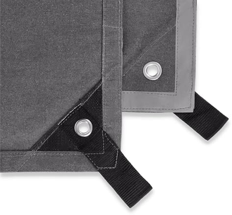 WHITEDUCK 12'x16' Canvas Tarp 18 oz/37 Mil Heavy Duty Water Repellent UV Resistant, Rustproof Grommets, Industrial & Commercial Use Cloth Tarp (Finished Size: 11'6"x15'6", Grey) - Image 5