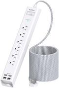 20ft Extra Long Power Strip Surge Protector, 6 Outlets and 4 USB Ports by Addtam