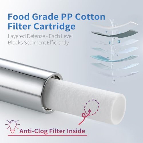 4" Showerhead Extension Arm w/PP Filter Cartridge, 4 Inch 304 Stainless Steel Chrome Shower Arm Extender, Traps Sediment & Rust, Prevents Clogging, Extends Showerhead Life in Hard Water Area - Image 3