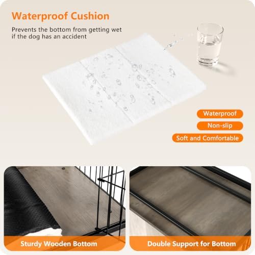 DWANTON 27" Dog Crate Furniture, Dog Kennel Indoor, with Waterproof Cushion - Image 2