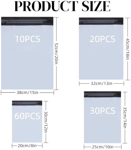 120 Pcs Poly Mailer Envelope 4 Sizes Shipping Bags Self Adhesive Clasp Envelope Self Adhesive Tear Proof Mailing Covers(8 x 12 In, 10 x 14 In, 13 x 18 In, 15 x 20 in) - Image 2