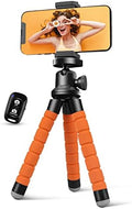 Aureday Phone Tripod, Flexible Tripod for iPhone and Android, Portable with Wireless Remote and Clip for Video Recording/Vlogging/Selfie (Orange) by Aureday