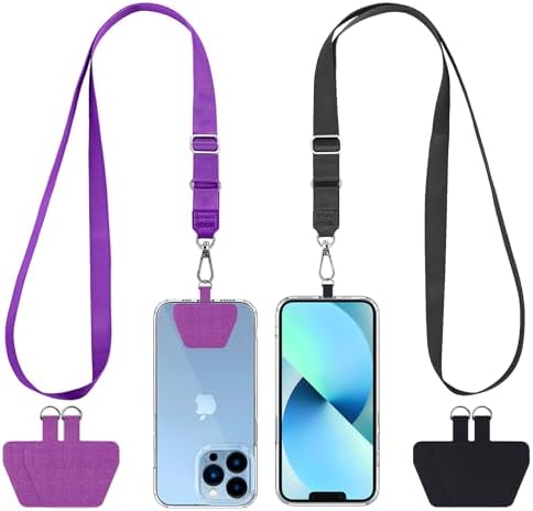 CACOE Phone Lanyard, Black+Purple, 2 Pcs by CACOE