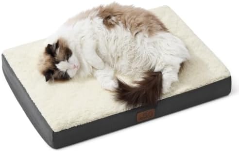 Bedsure Small Dog Bed, Cat Puppy Bed with Comfy Sherpa, 24x16 Inch Grey by BEDSURE