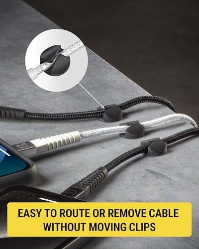 Scosche CMAR-6PKRP Cable Management Kit, 6-Pack of Black Adhesive Cable Clips for Phone Charging Cables, Charger Cords, Wire Organizer and Cord Holders for Desk, Nightstand, Car, Home, Computer - Image 3