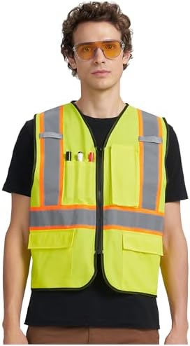A-KSAFETY High Visibility Safety Vest for Men Women with Pockets and Zipper by Unknown