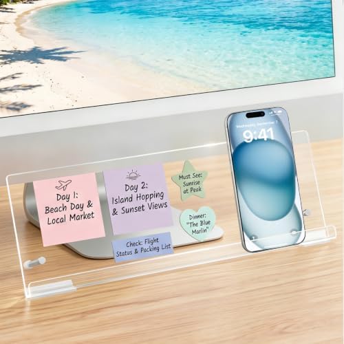 Monitor Memo Board Holder 14"x5", Computer Sticky Note Holder with Phone Stand, Space-Saving Office Organization, Movable & Reusable Screen Saver for Office & Home Desktop Decor by Yncotte