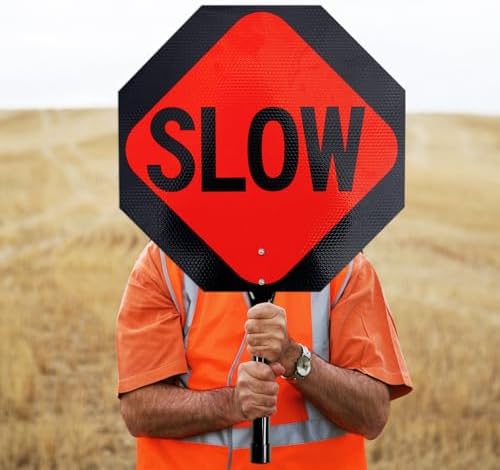T&R (2 Pack) Large Stop Slow Sign with Handle, 18 x 18 Inches Double Sided Stop/Slow Traffic Sign, Rust Free Aluminum Reflective, Weather Resistant, Waterproof, Fade Resistant, Easy to Mount. - Image 5