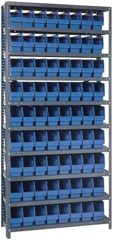 Quantum Storage Systems 1875-203BL Store More Steel Shelving Unit with 6" Shelf Bins, 18" D x 36" W x 75" H, Blue by QuantumStorageSystems